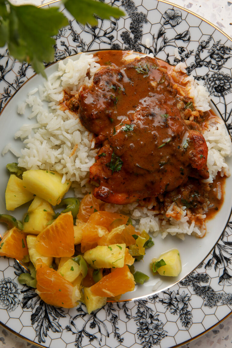 Creamy Coconut Chicken and Rice With Citrus Olive Salad